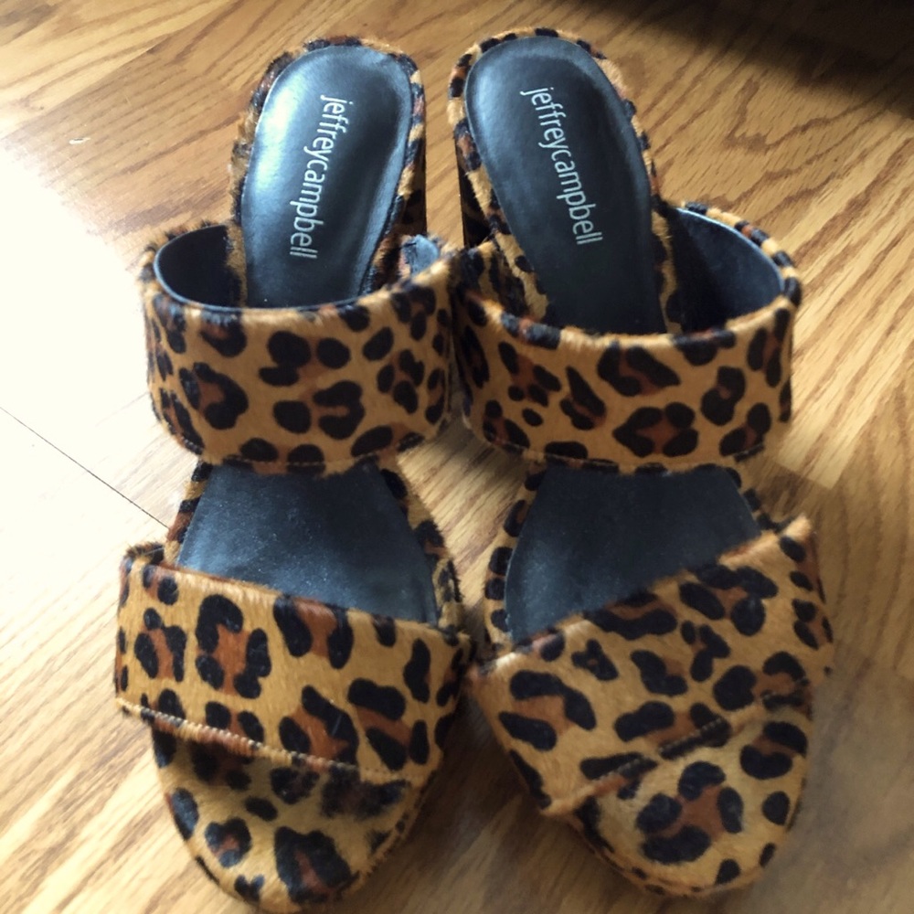 JEFFERY CAMPBELL TIGER PRINT HEELS.